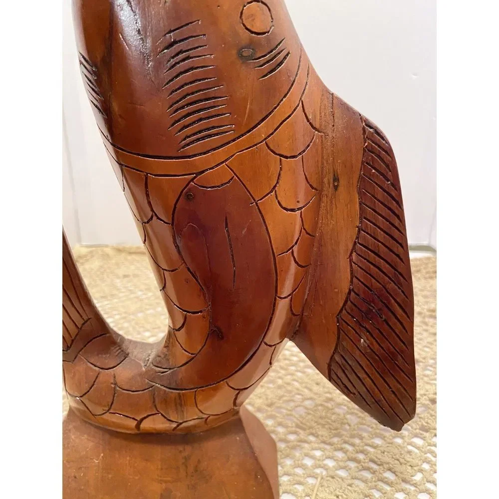 Vintage Hand Carved‎ Wooden Sculptured Fish 13